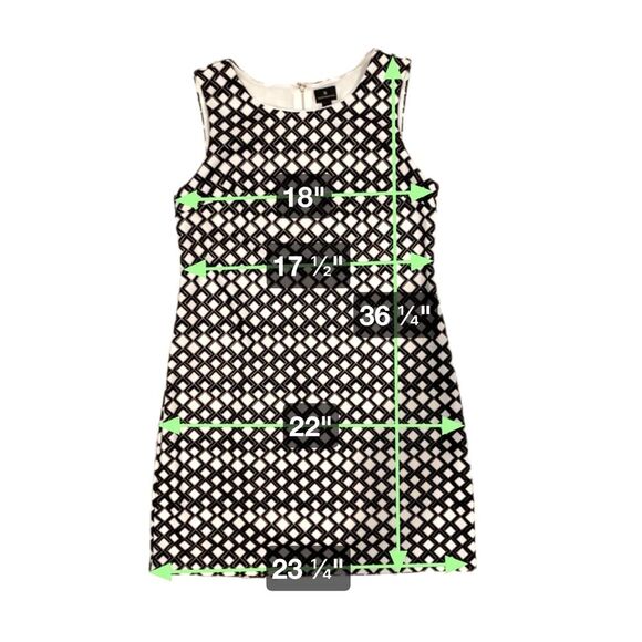 Worthington Diamond Print Sleeveless Midi Shift Dress Black White Size Large‎ - Picture 10 of 10